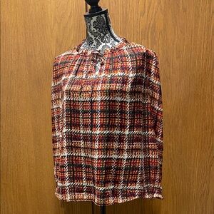 NEW.  Jones New York Multicolor Plaid Blouse